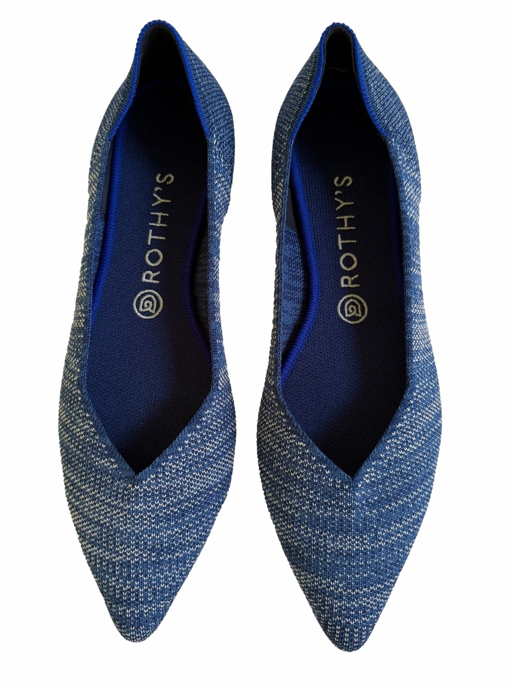 Rothys Womens The Point Flat Indigo Heather Blue Knit Size 10 Washable EUC - Picture 3 of 16